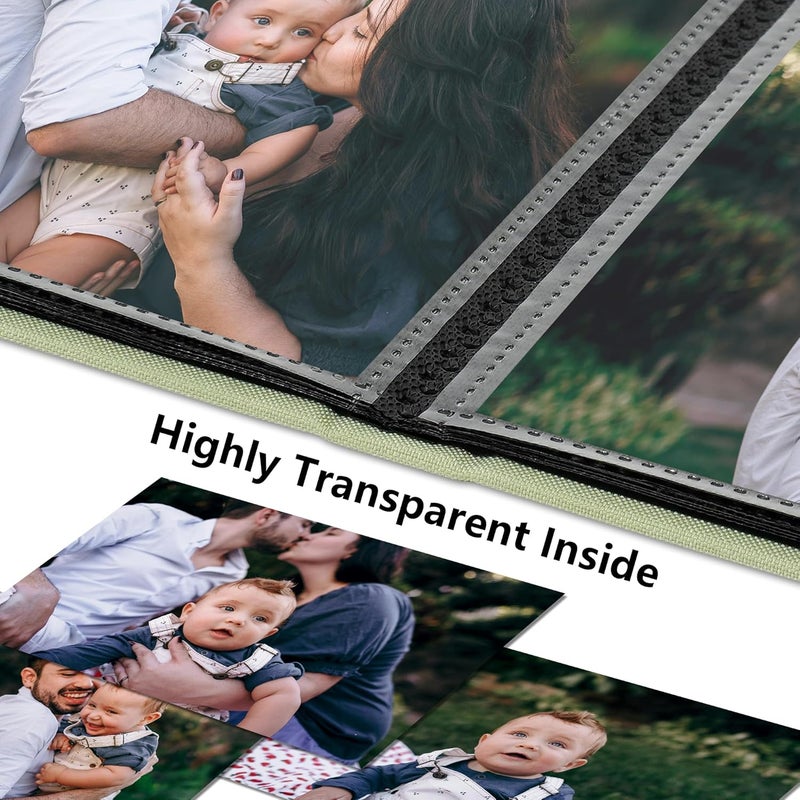Remowith Small 4x6 Photo Album 24 Pockets Linen Cover with Front Window Portable Mini Picture Book for Travel Wedding Memories Organizer Light Green - Image 4